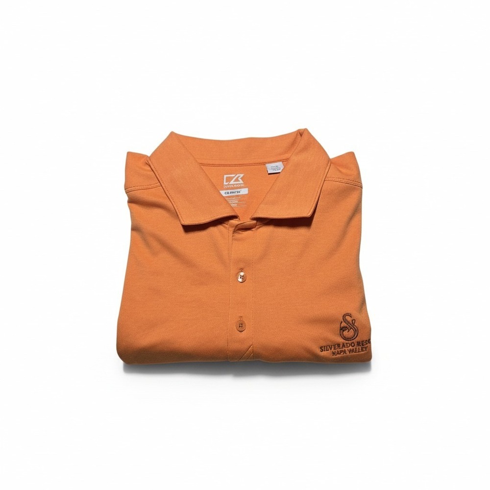 Cutter & Buck Mens DryTec Polo Shirt Orange Silverado Resort Napa Valley XL - Picture 6 of 6